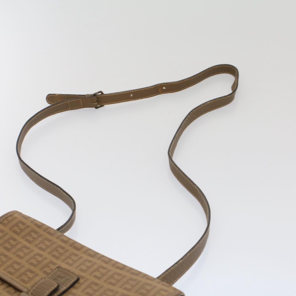 FENDI Zucchino Canvas Shoulder Bag Brown 51367