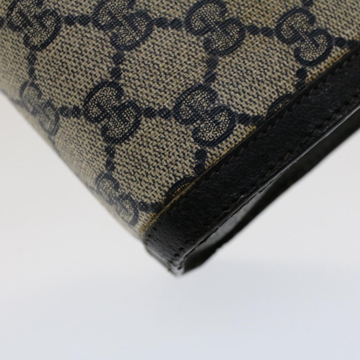 GUCCI GG Canvas Sherry Line Clutch Bag Gray Red Navy 89.01.032 51456