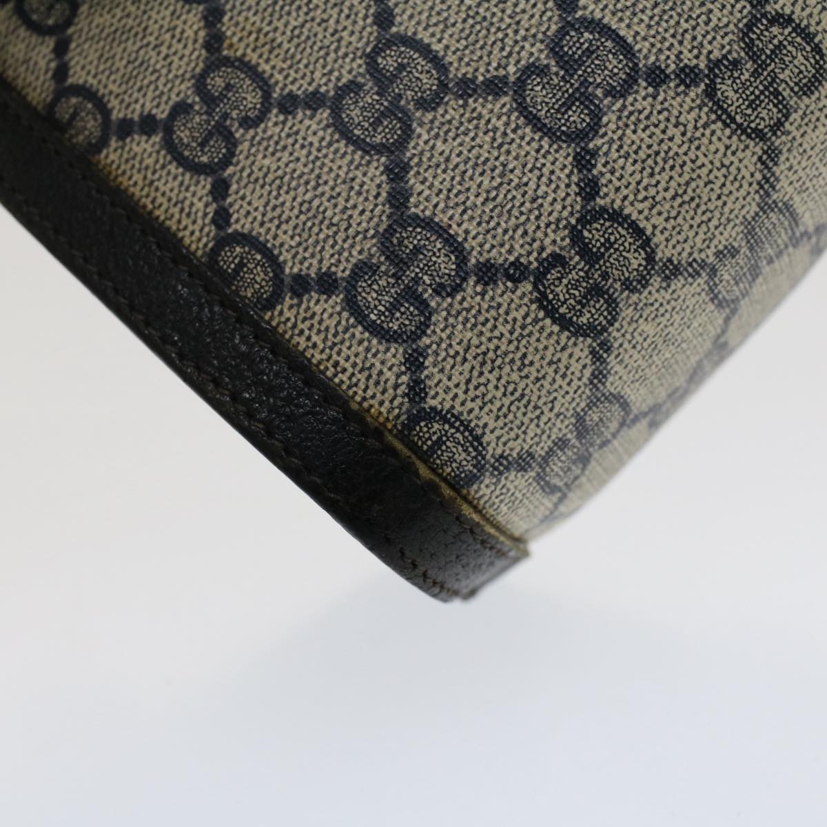 GUCCI GG Canvas Sherry Line Clutch Bag Gray Red Navy 89.01.032 51456