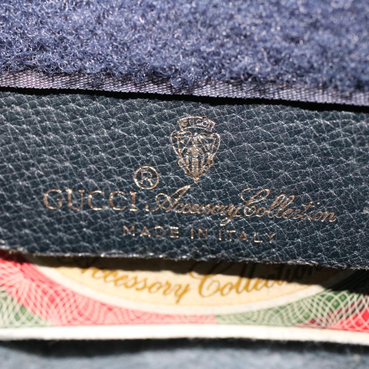 GUCCI GG Canvas Sherry Line Clutch Bag Gray Red Navy 89.01.032 51456