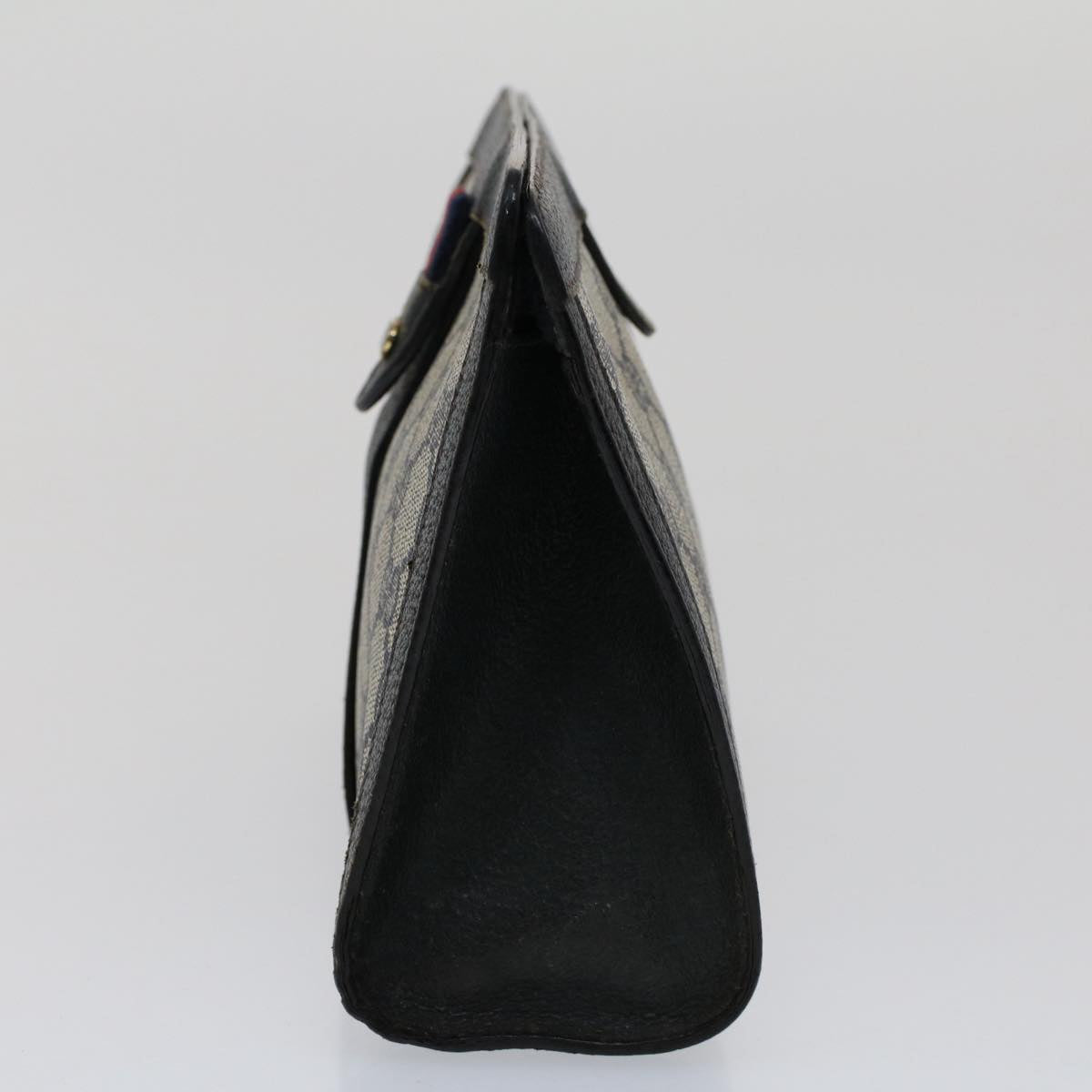 GUCCI GG Canvas Sherry Line Clutch Bag Gray Red Navy 89.01.032 51456