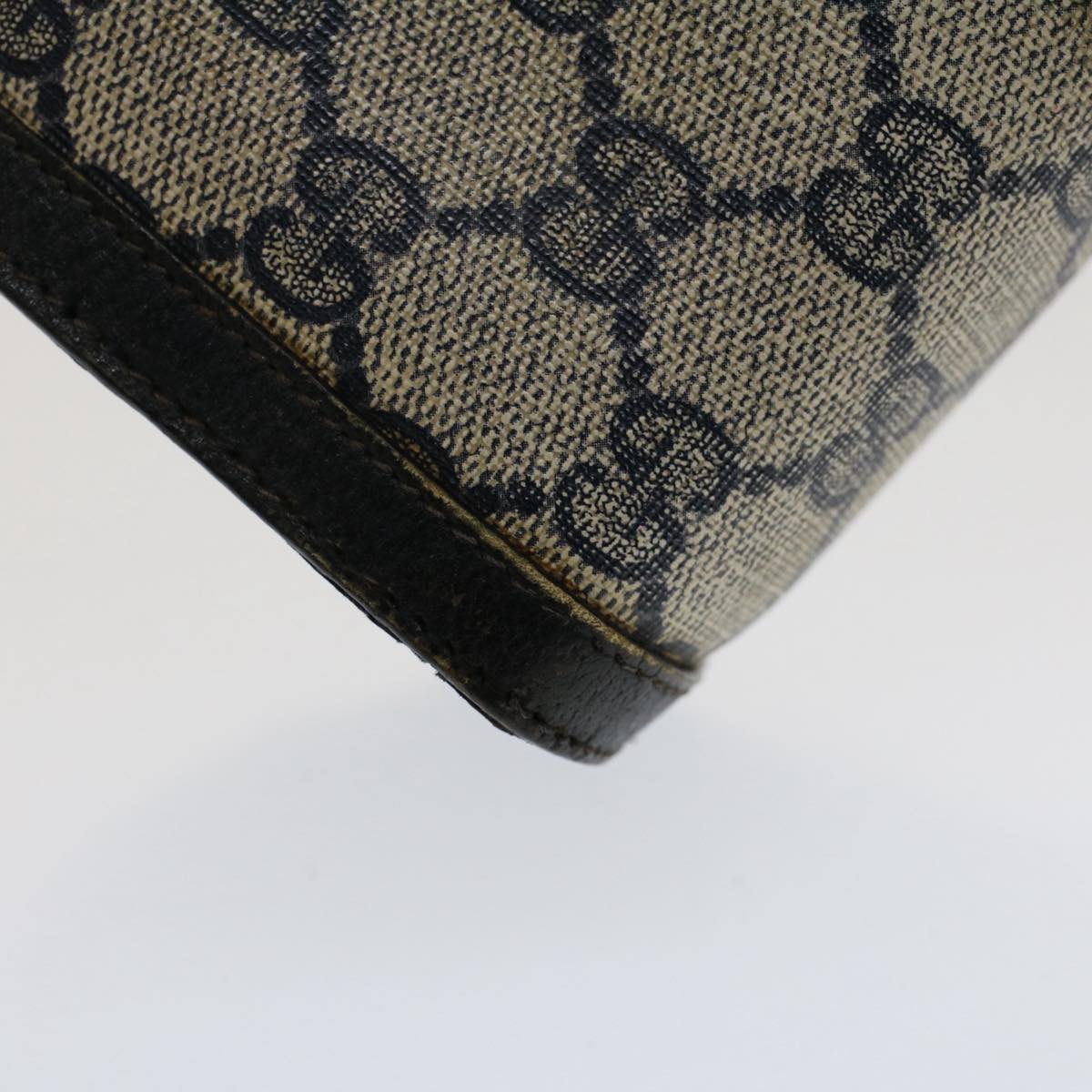 GUCCI GG Canvas Sherry Line Clutch Bag Gray Red Navy 89.01.032 51456