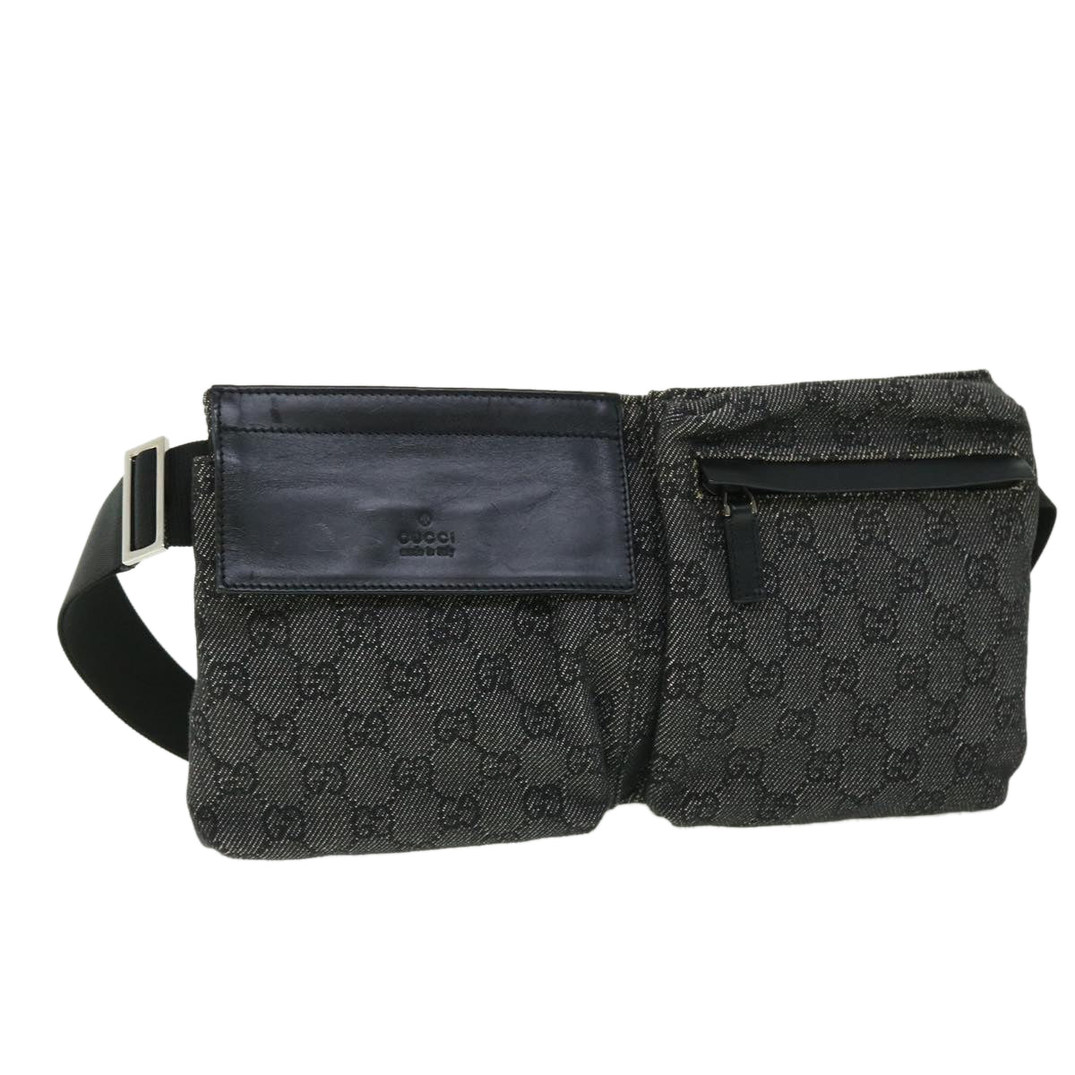 GUCCI GG Canvas Waist bag Leather Gray 28566 51469