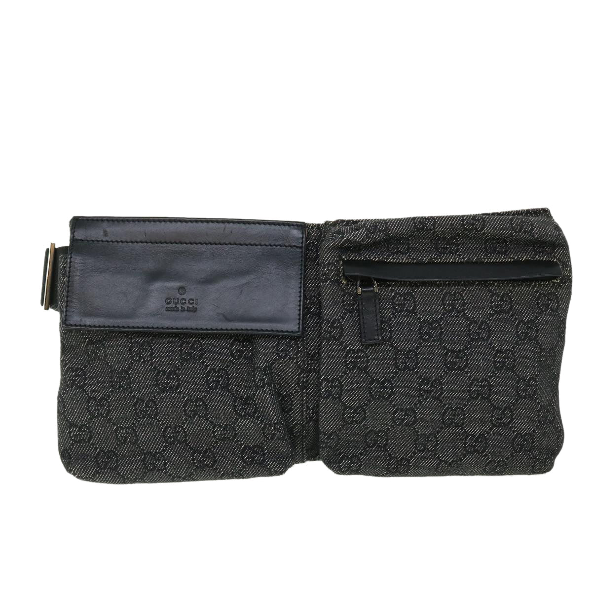 GUCCI GG Canvas Waist bag Leather Gray 28566 51469