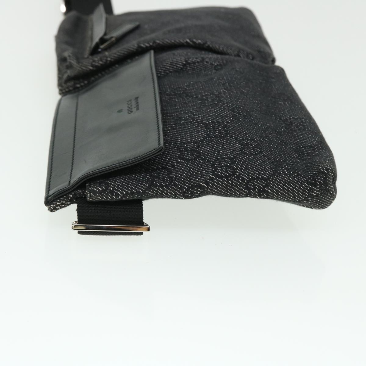 GUCCI GG Canvas Waist bag Leather Gray 28566 51469