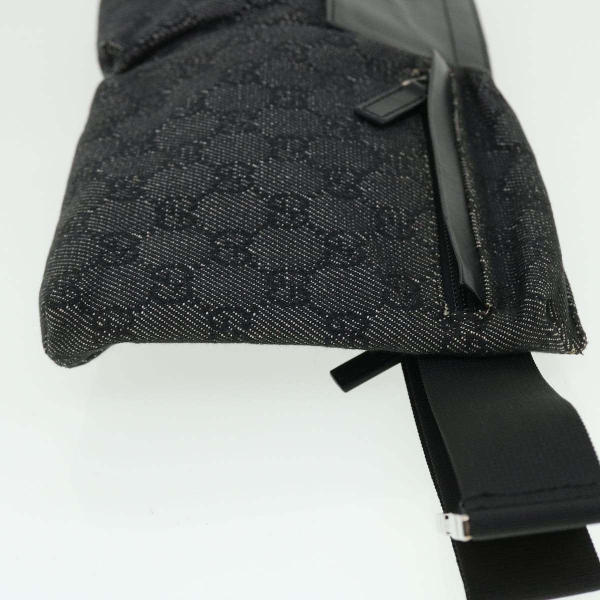 GUCCI GG Canvas Waist bag Leather Gray 28566 51469