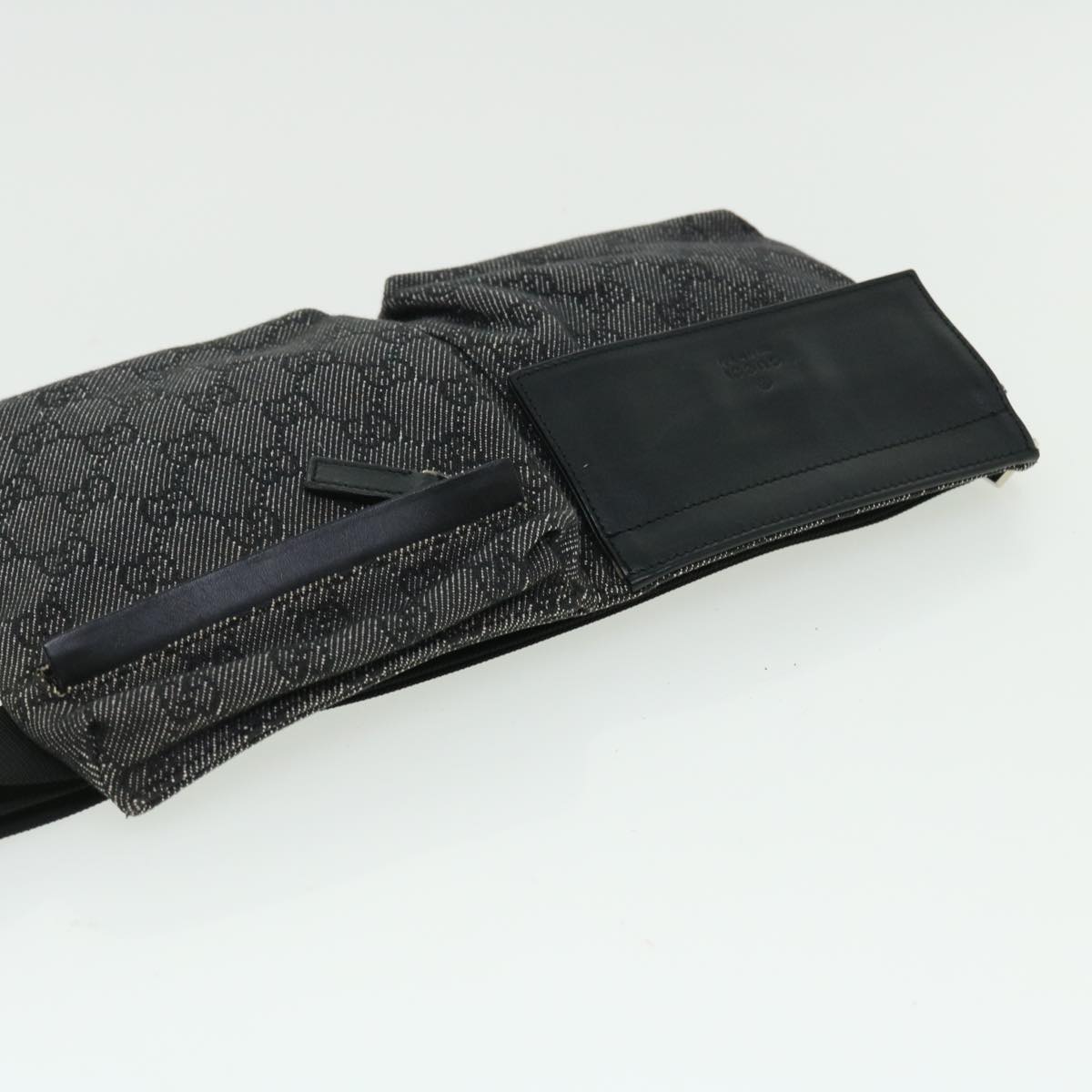 GUCCI GG Canvas Waist bag Leather Gray 28566 51469