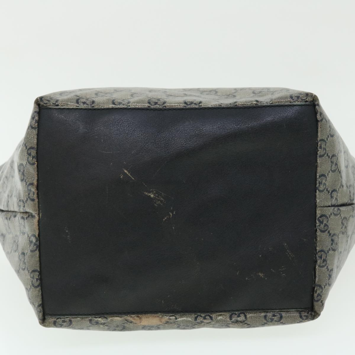 GUCCI GG Crystal Shoulder Bag Coated Canvas Navy Silver 131230 51637