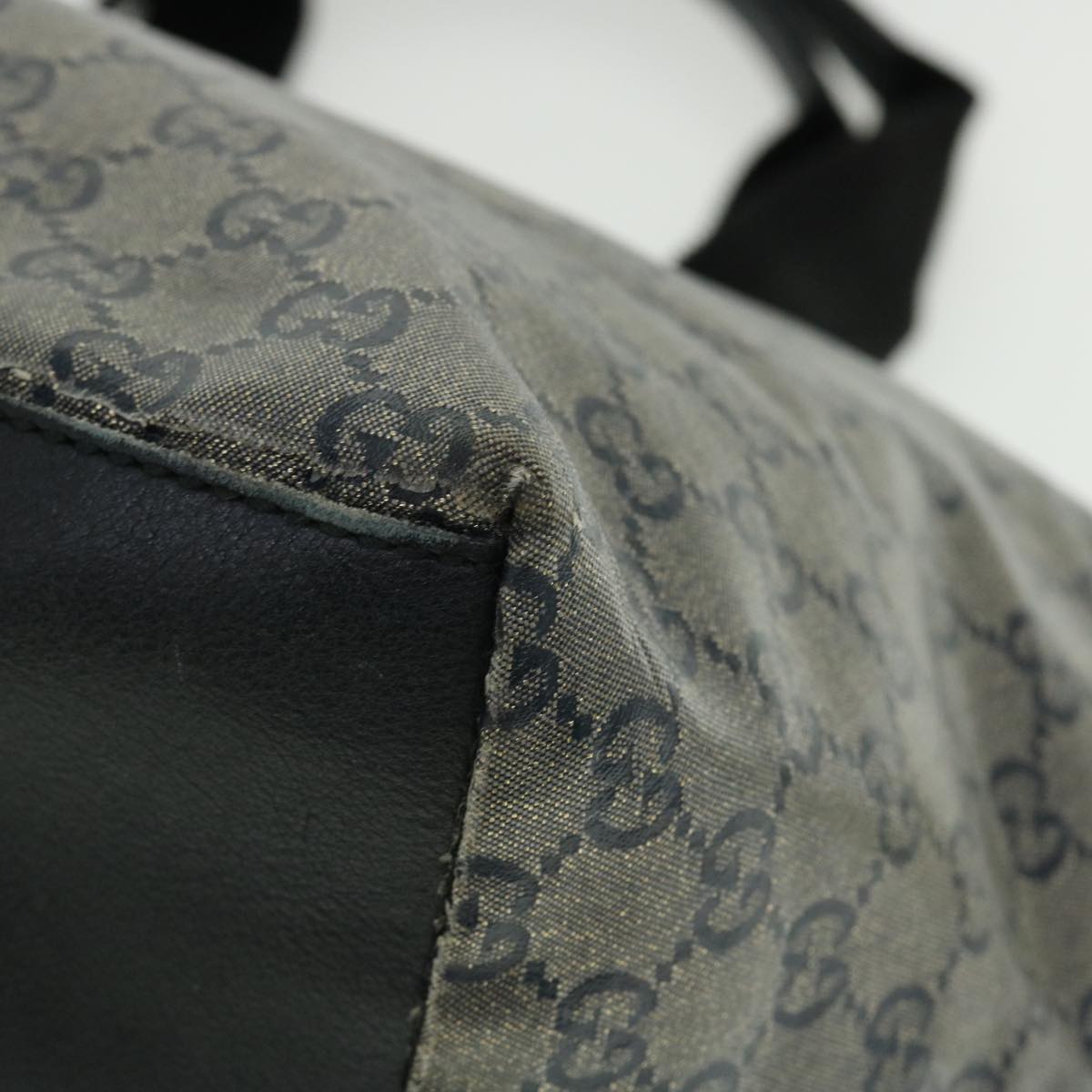 GUCCI GG Crystal Shoulder Bag Coated Canvas Navy Silver 131230 51637