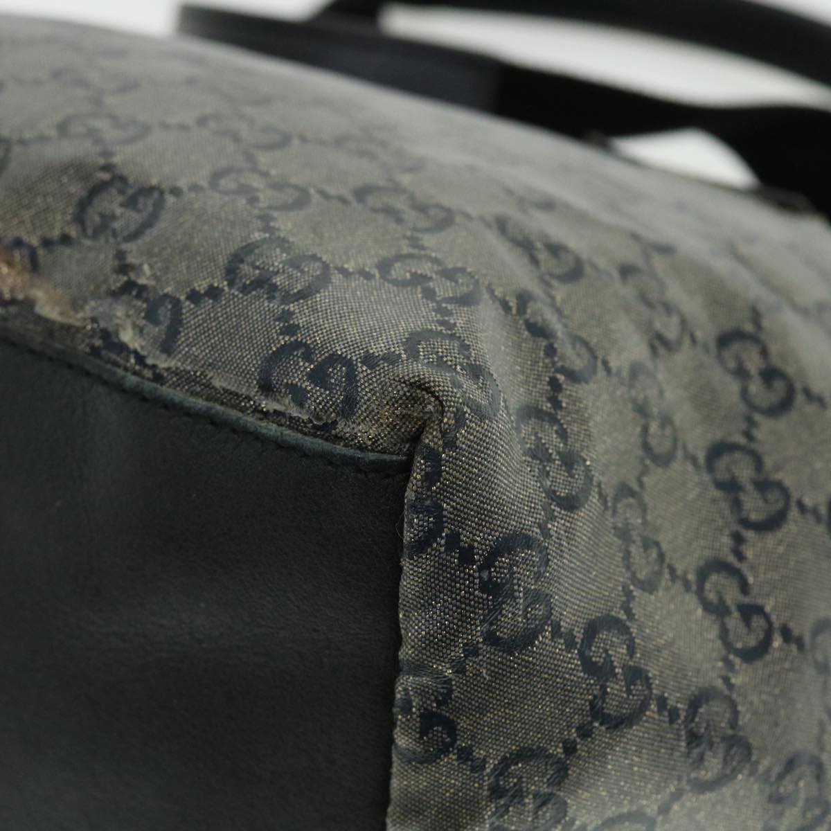 GUCCI GG Crystal Shoulder Bag Coated Canvas Navy Silver 131230 51637