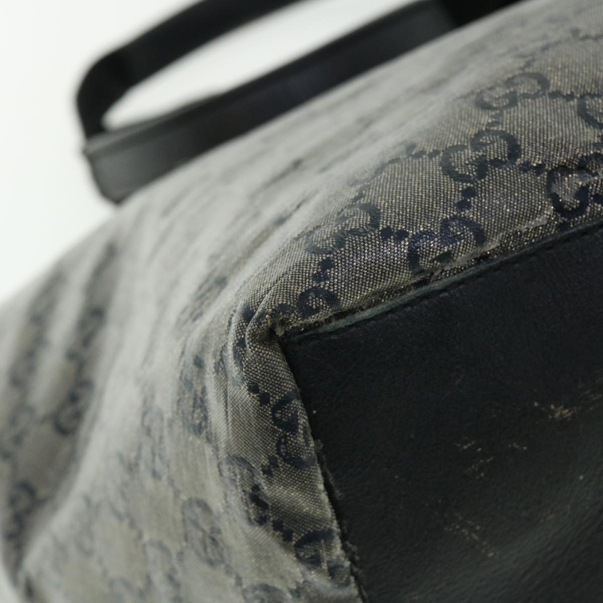 GUCCI GG Crystal Shoulder Bag Coated Canvas Navy Silver 131230 51637