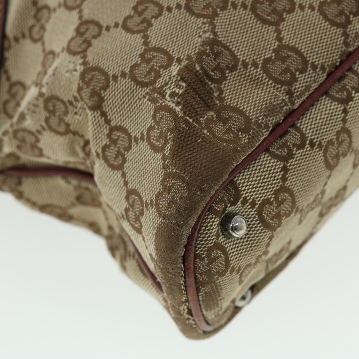 GUCCI GG Canvas Tote Bag Beige Red 113016 51639