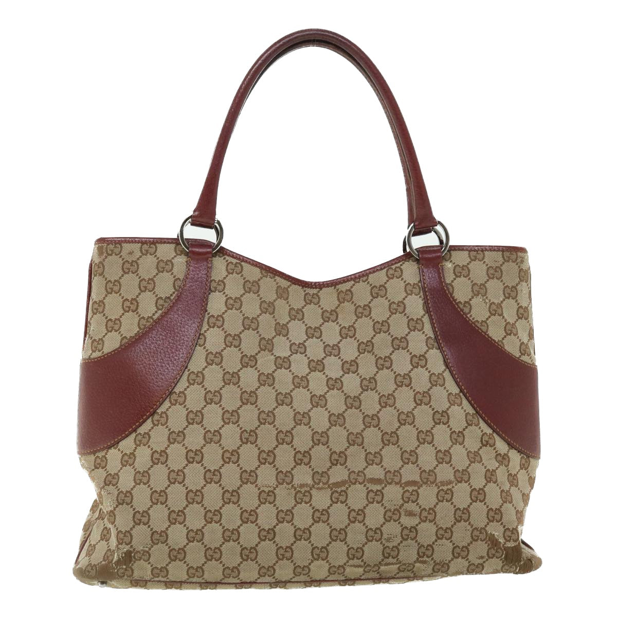 GUCCI GG Canvas Tote Bag Beige Red 113016 51639