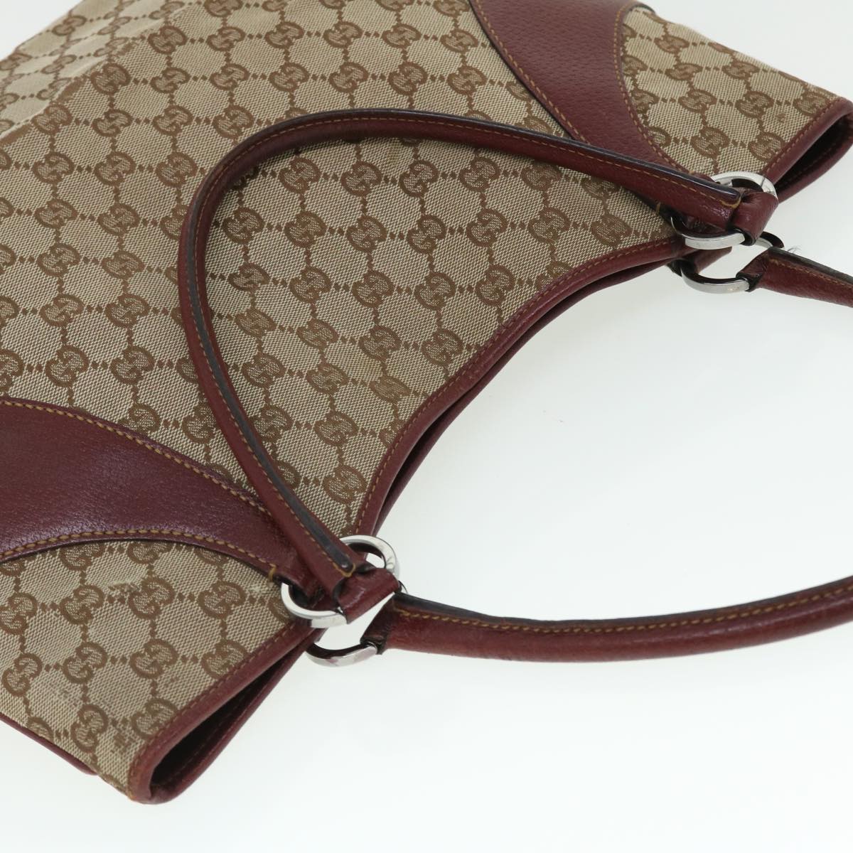 GUCCI GG Canvas Tote Bag Beige Red 113016 51639
