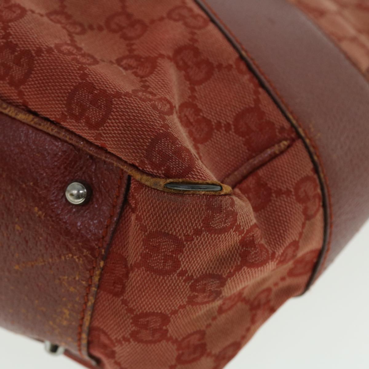 GUCCI GG Canvas Tote Bag Red 113011 51641