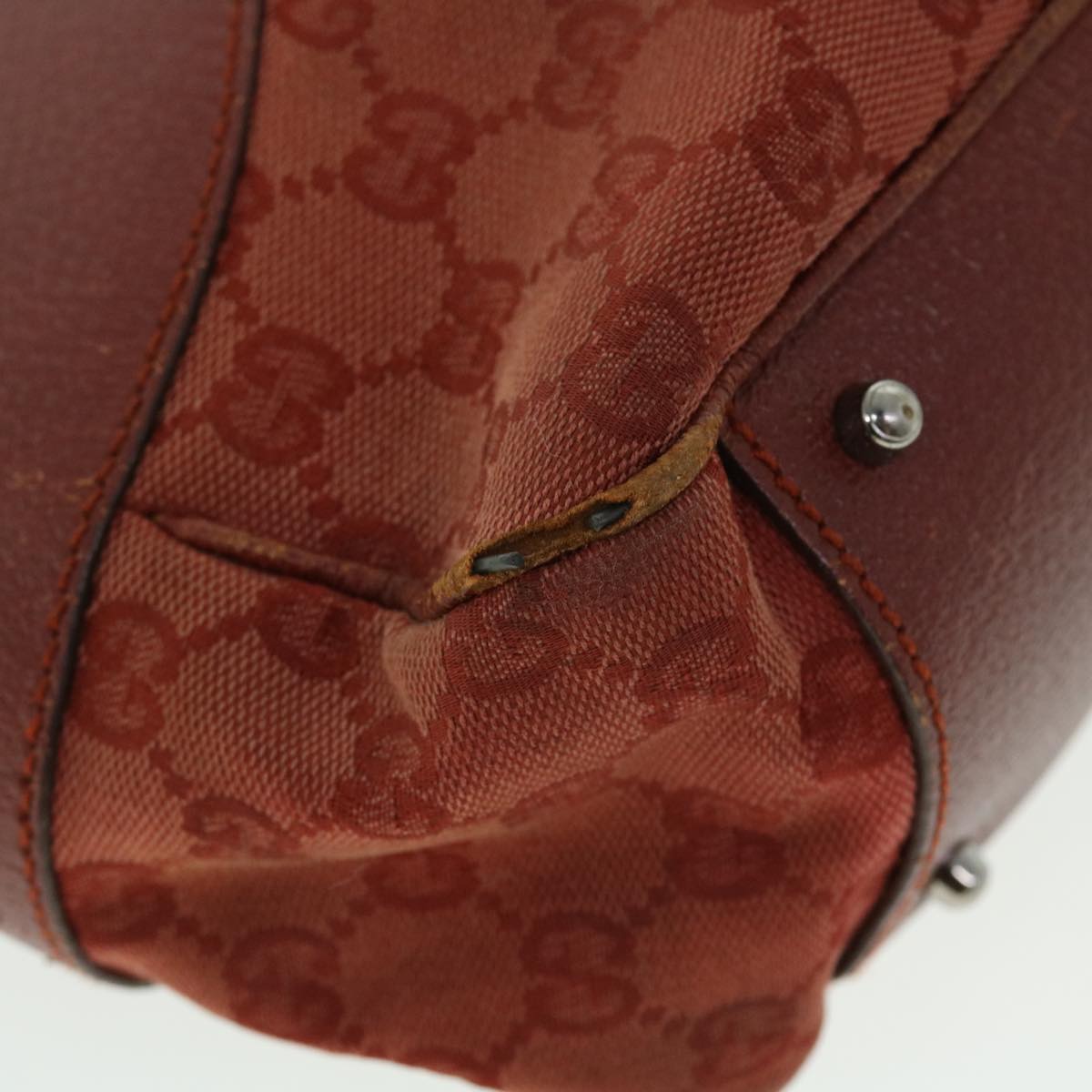 GUCCI GG Canvas Tote Bag Red 113011 51641