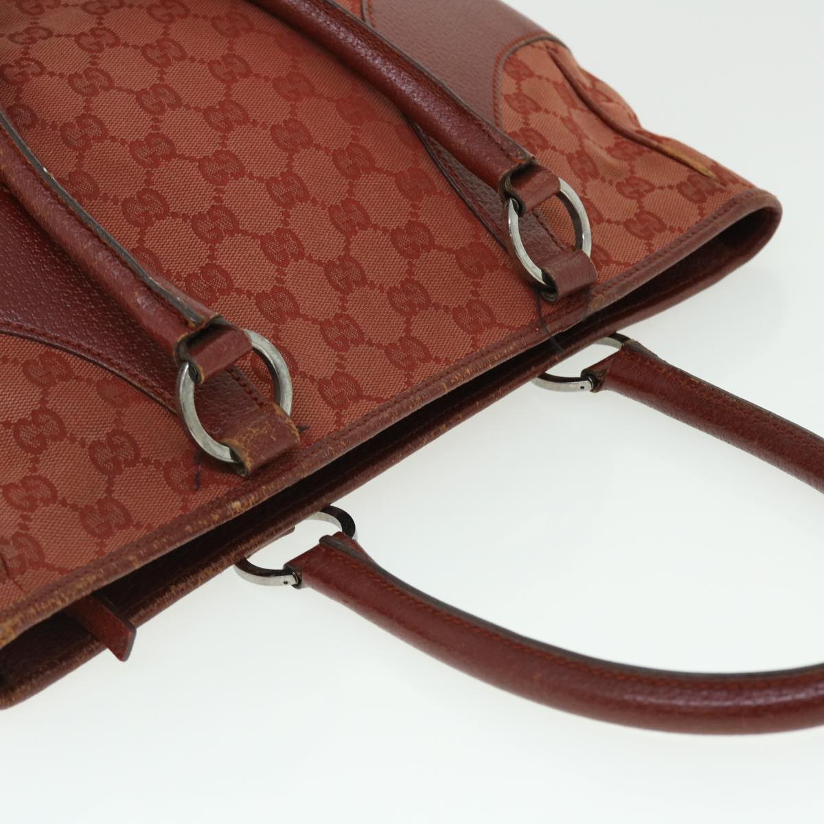 GUCCI GG Canvas Tote Bag Red 113011 51641