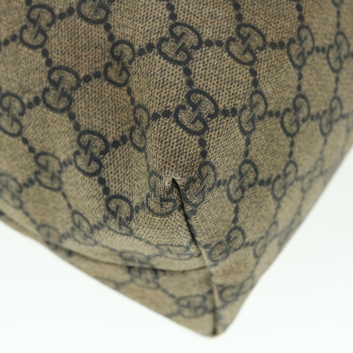 GUCCI GG Canvas Tote Bag PVC Leather Navy Beige 211137 51642