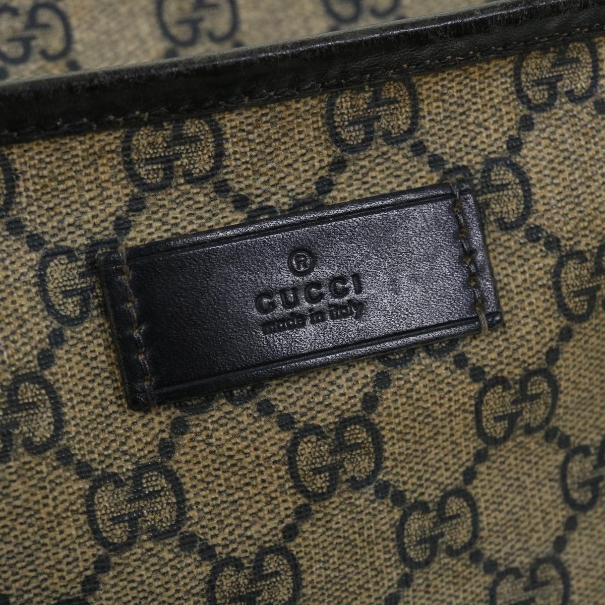 GUCCI GG Canvas Tote Bag PVC Leather Navy Beige 211137 51642