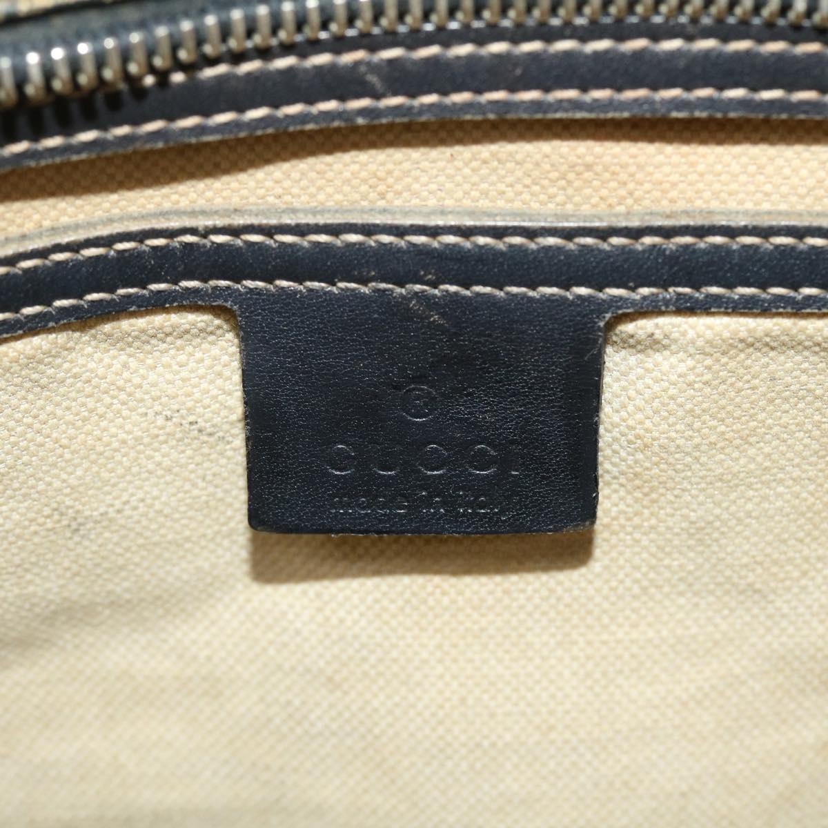 GUCCI GG Canvas Tote Bag PVC Leather Navy Beige 211137 51642