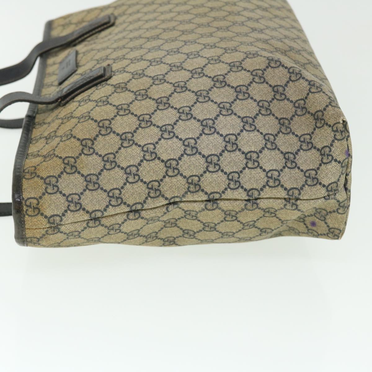 GUCCI GG Canvas Tote Bag PVC Leather Navy Beige 211137 51642