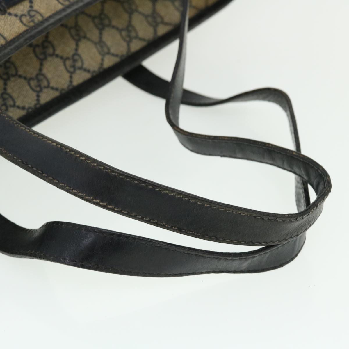GUCCI GG Canvas Tote Bag PVC Leather Navy Beige 211137 51642