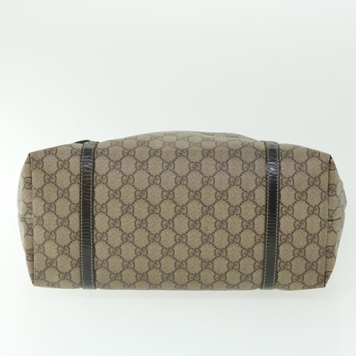 GUCCI GG Canvas Tote Bag PVC Leather Beige Dark Brown 197953 51643