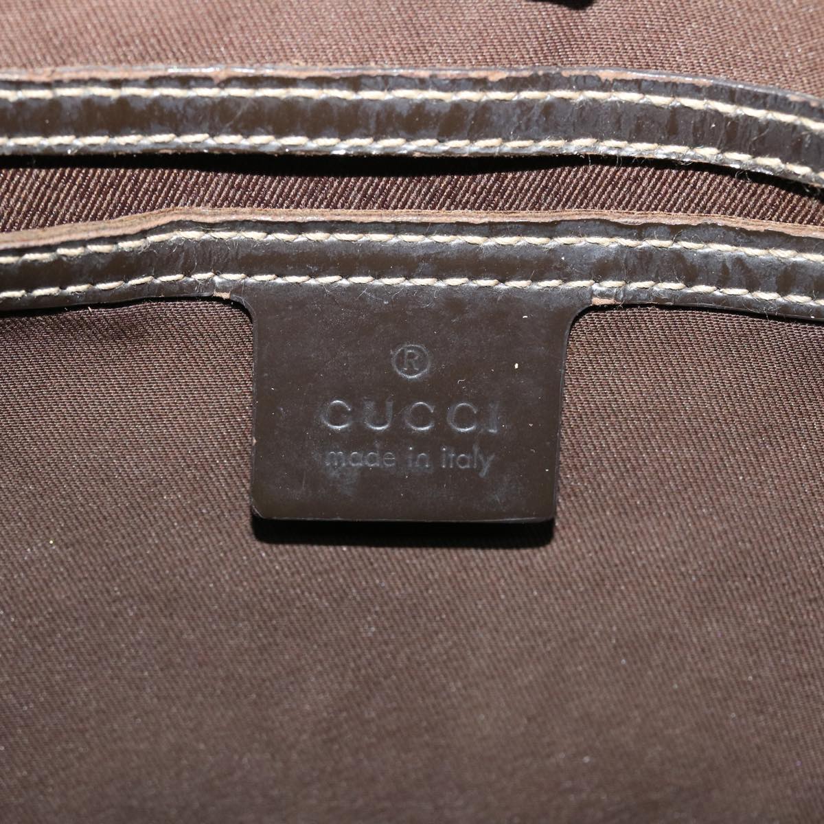 GUCCI GG Canvas Tote Bag PVC Leather Beige Dark Brown 197953 51643