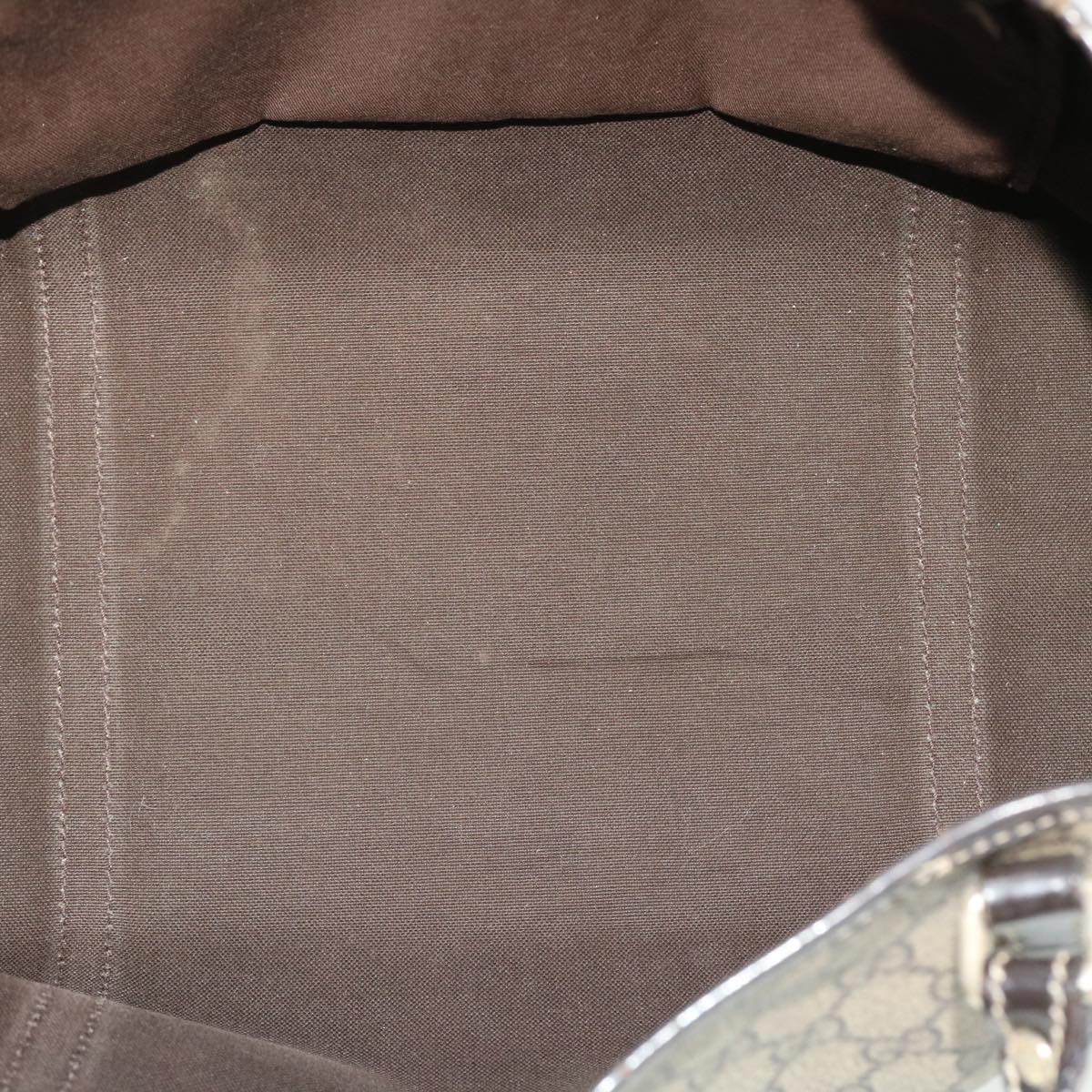 GUCCI GG Canvas Tote Bag PVC Leather Beige Dark Brown 197953 51643