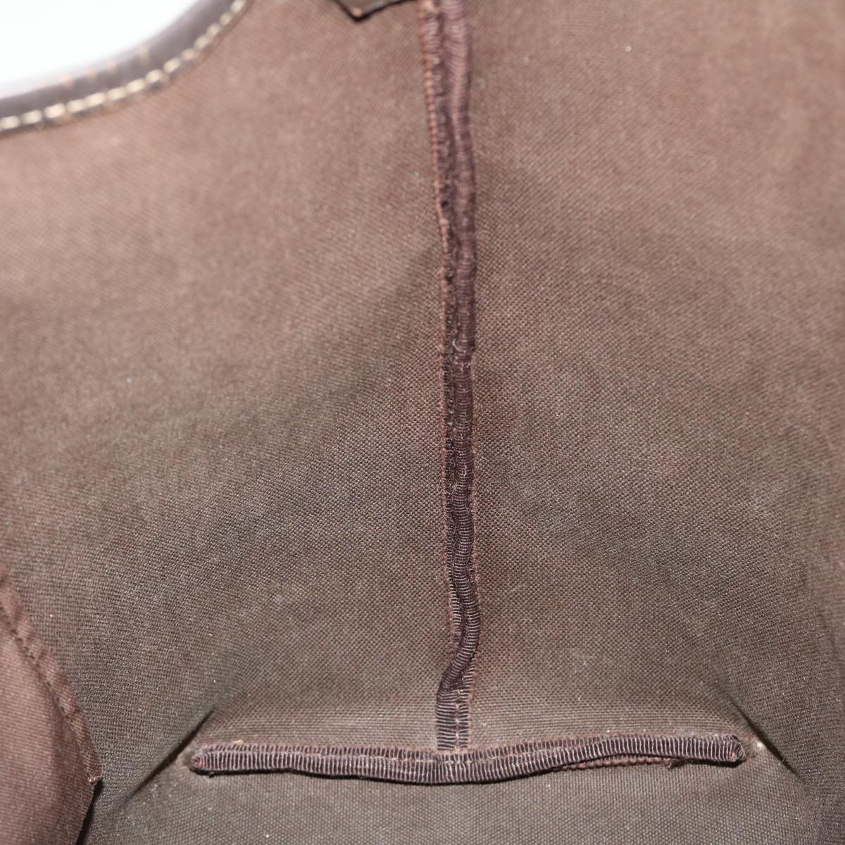 GUCCI GG Canvas Tote Bag PVC Leather Beige Dark Brown 197953 51643
