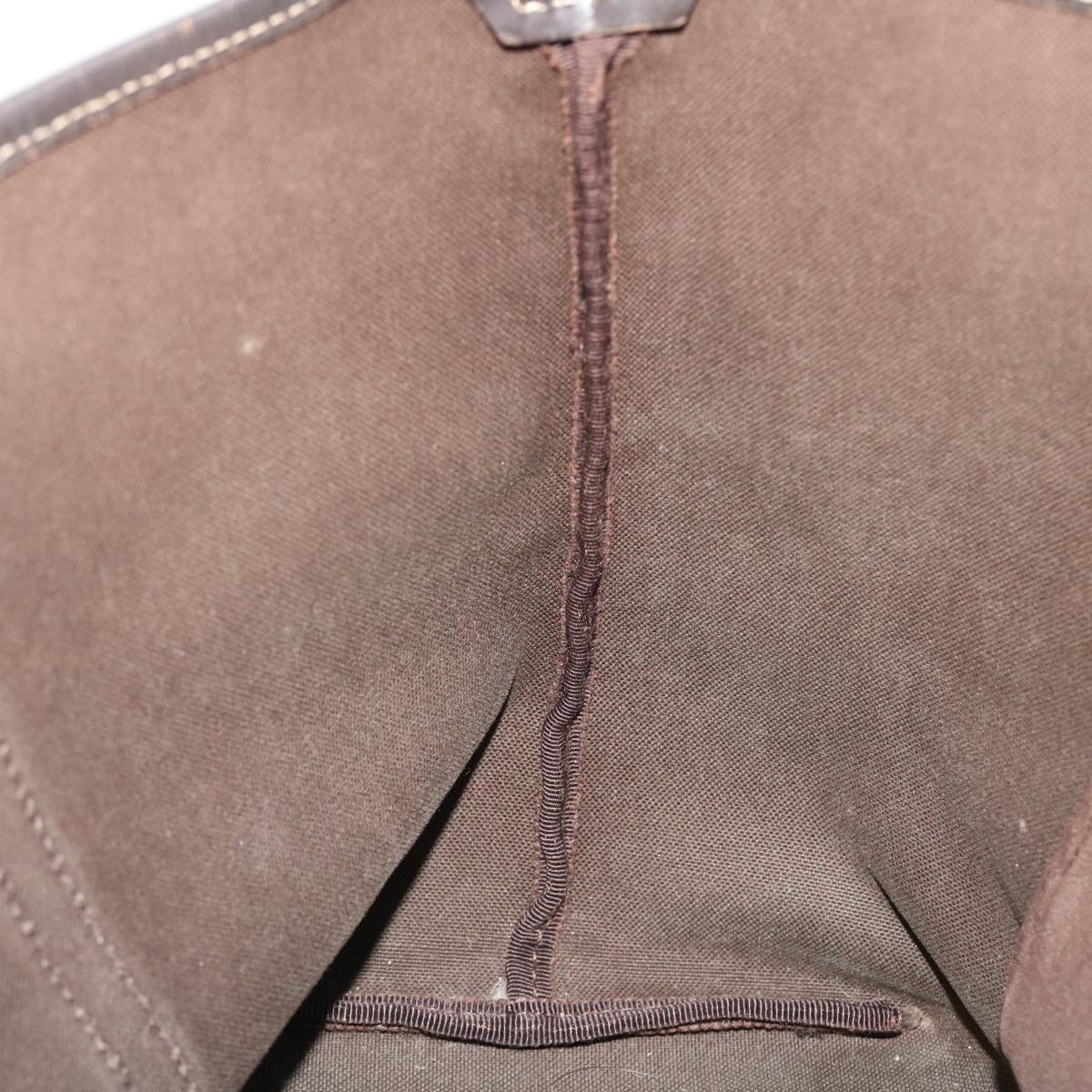 GUCCI GG Canvas Tote Bag PVC Leather Beige Dark Brown 197953 51643