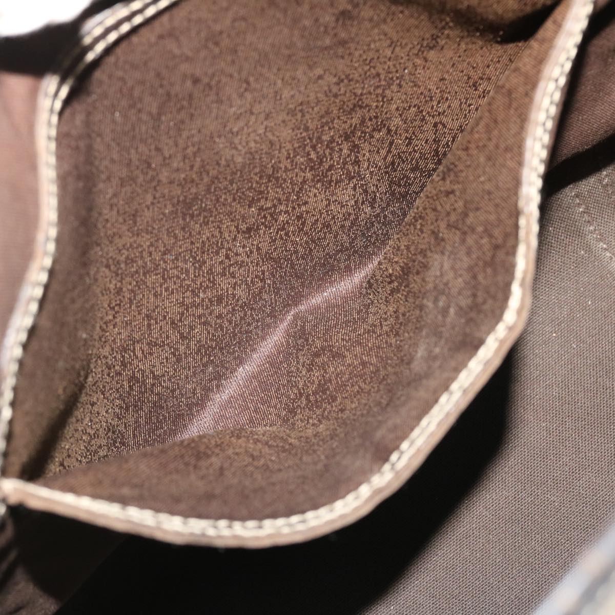 GUCCI GG Canvas Tote Bag PVC Leather Beige Dark Brown 197953 51643