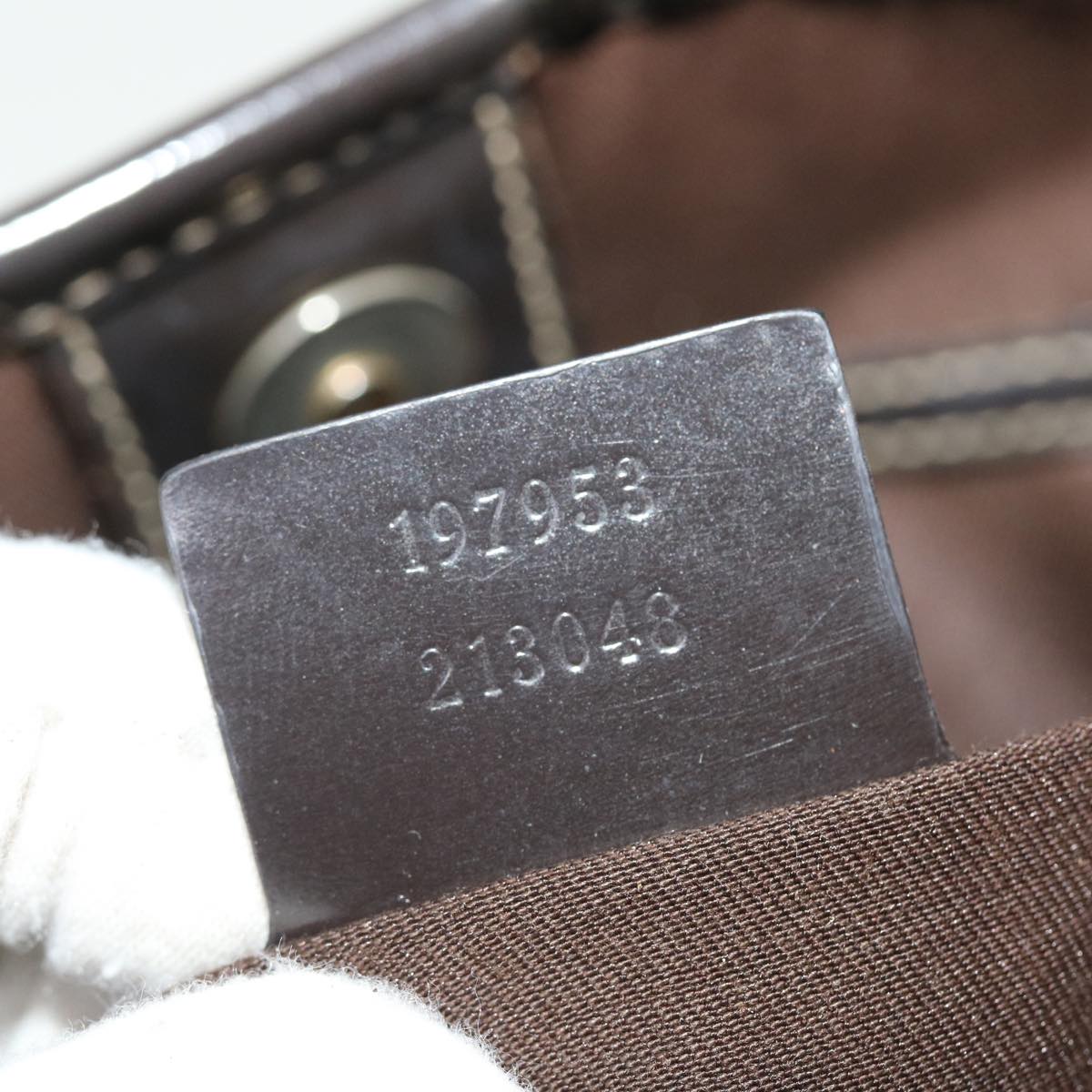 GUCCI GG Canvas Tote Bag PVC Leather Beige Dark Brown 197953 51643
