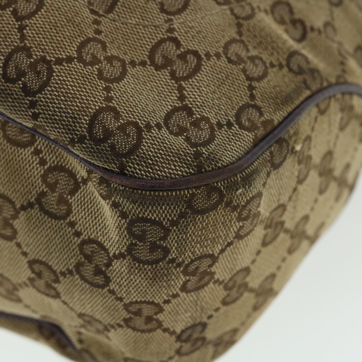 GUCCI GG Canvas Jackie Hand Bag Beige Purple 145818 51644