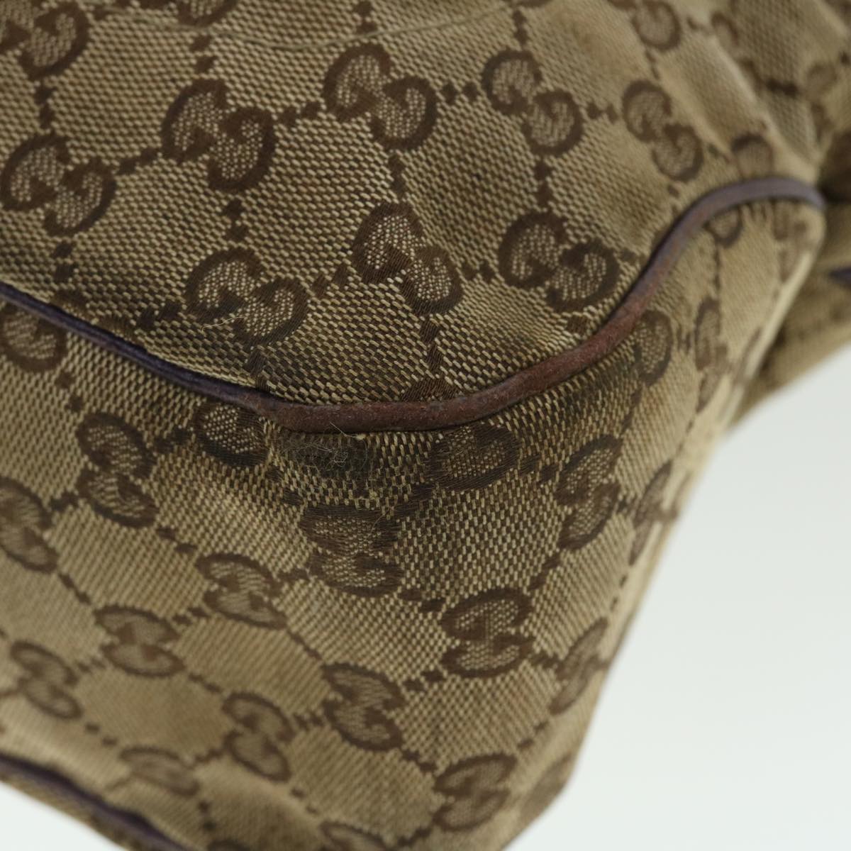 GUCCI GG Canvas Jackie Hand Bag Beige Purple 145818 51644