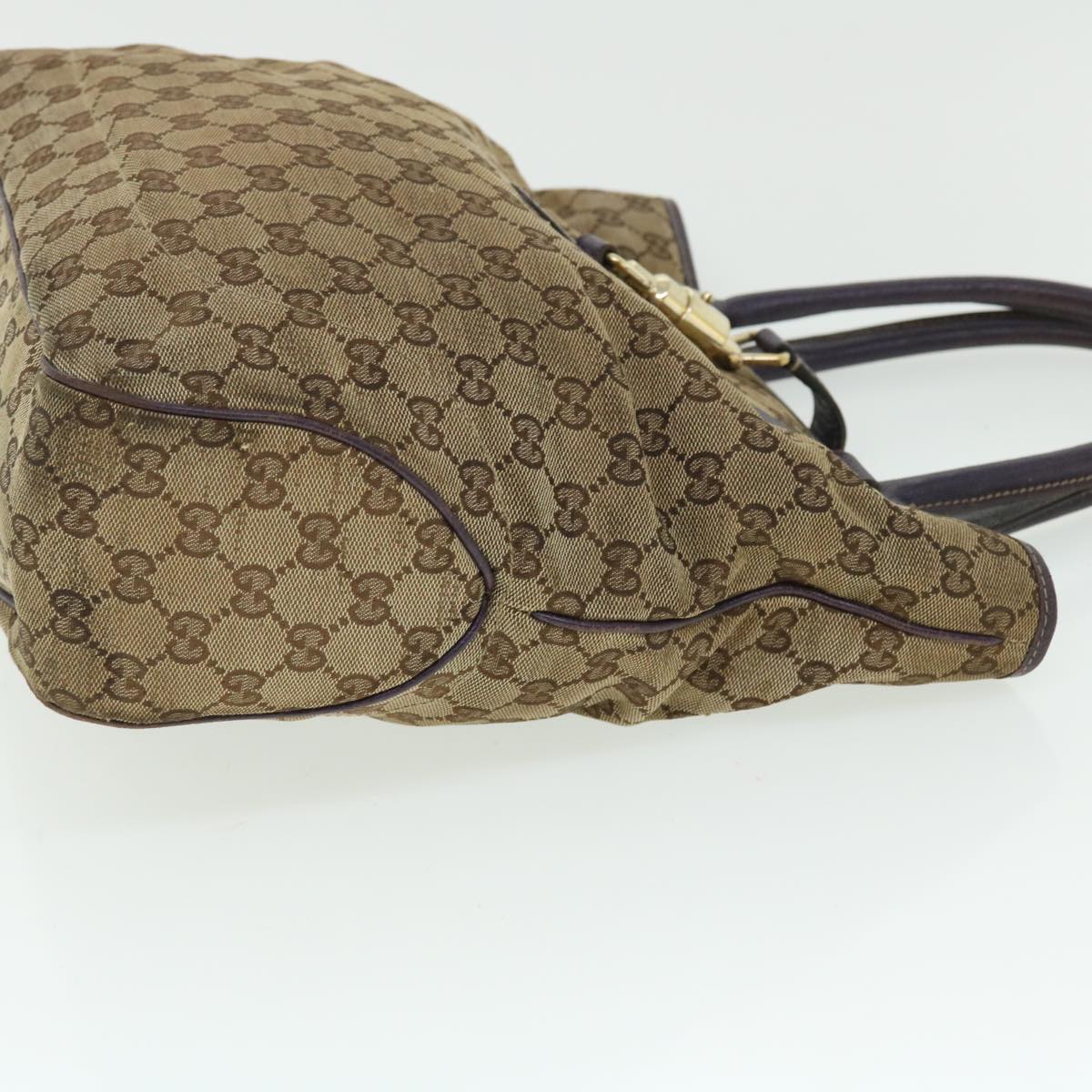GUCCI GG Canvas Jackie Hand Bag Beige Purple 145818 51644