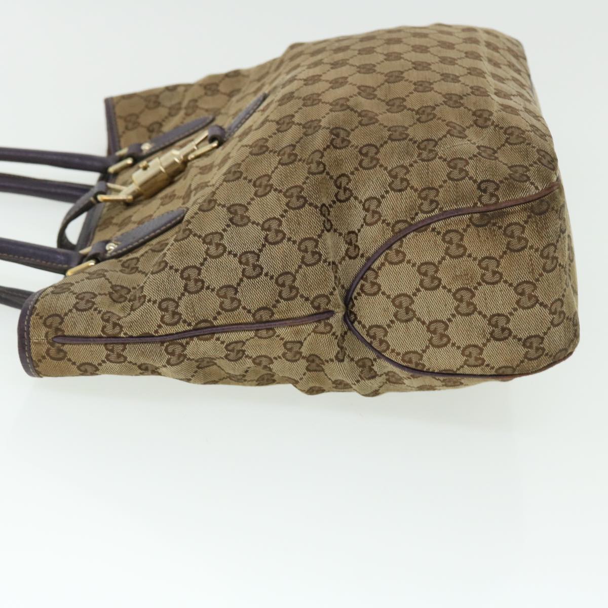 GUCCI GG Canvas Jackie Hand Bag Beige Purple 145818 51644