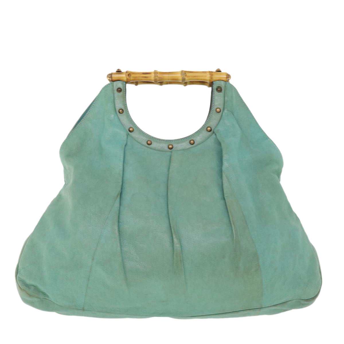 GUCCI Bamboo Hand Bag Leather Light Blue 124290 51648