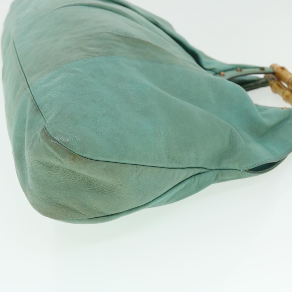 GUCCI Bamboo Hand Bag Leather Light Blue 124290 51648