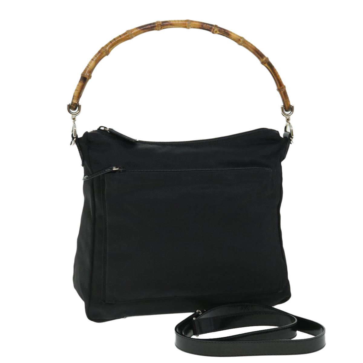 GUCCI Bamboo Shoulder Bag Nylon 2way Black 000 0509 200 159 51649