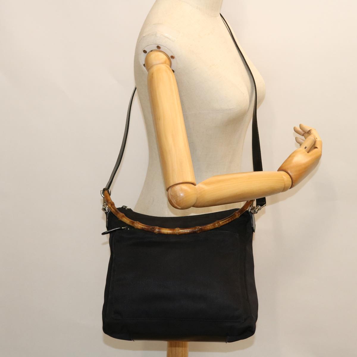 GUCCI Bamboo Shoulder Bag Nylon 2way Black 000 0509 200 159 51649