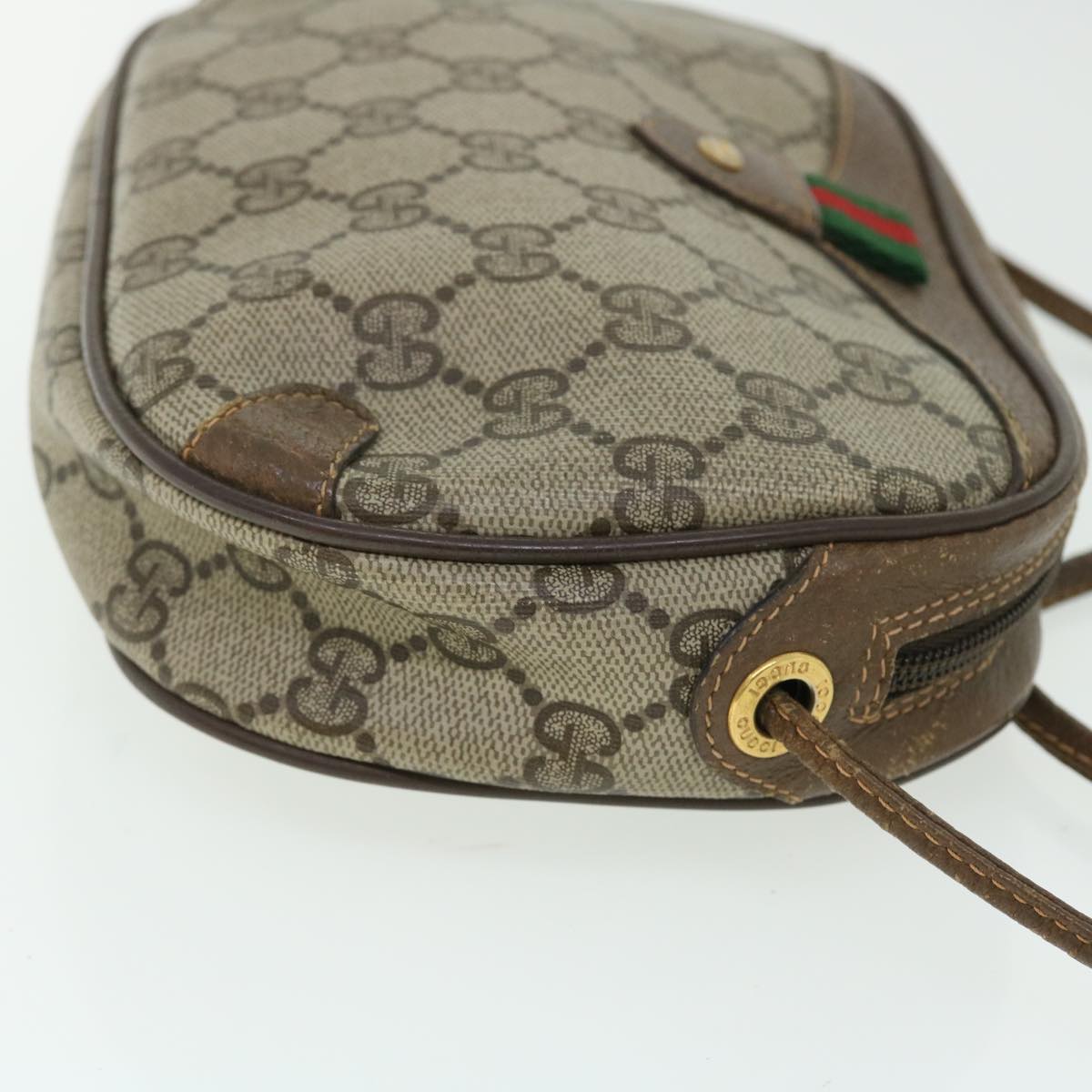 GUCCI GG Canvas Web Sherry Line Shoulder Bag PVC Leather 156 02 066 51651