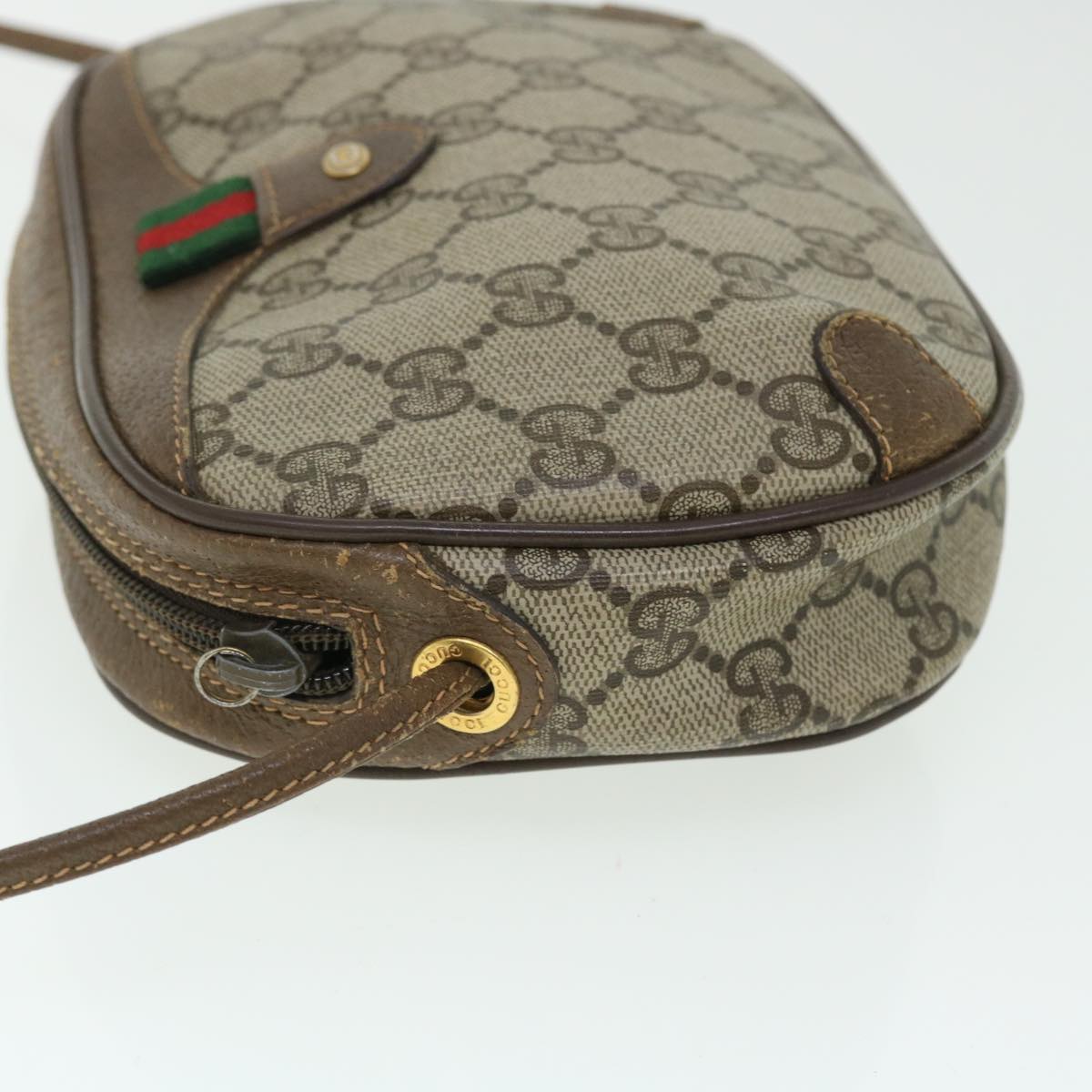 GUCCI GG Canvas Web Sherry Line Shoulder Bag PVC Leather 156 02 066 51651