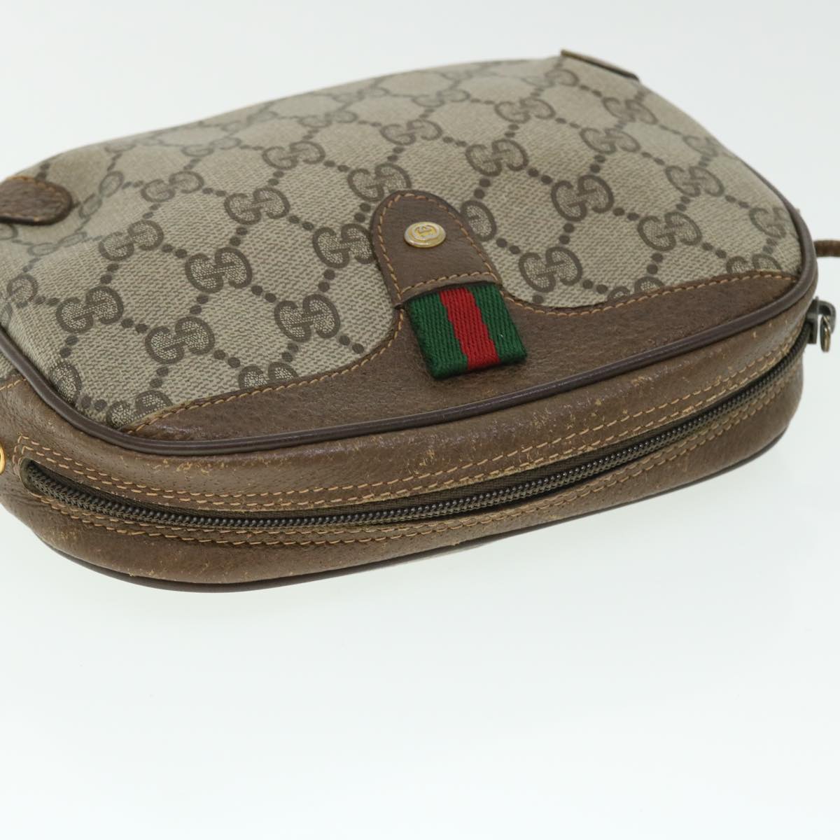 GUCCI GG Canvas Web Sherry Line Shoulder Bag PVC Leather 156 02 066 51651