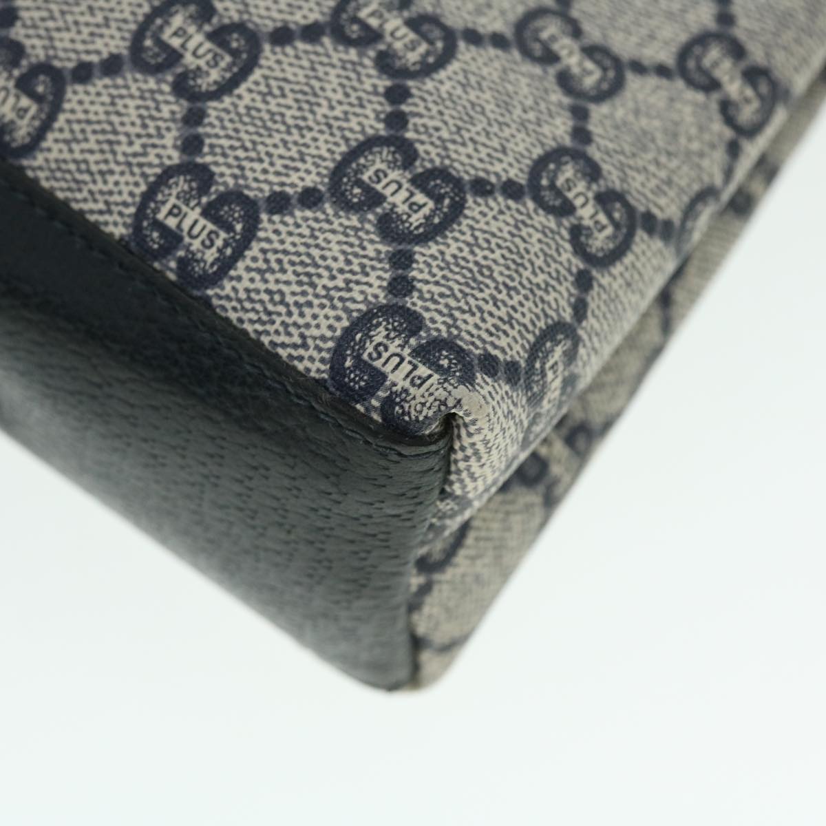 GUCCI GG PLUS Canvas Shoulder Bag PVC Leather Navy 51653
