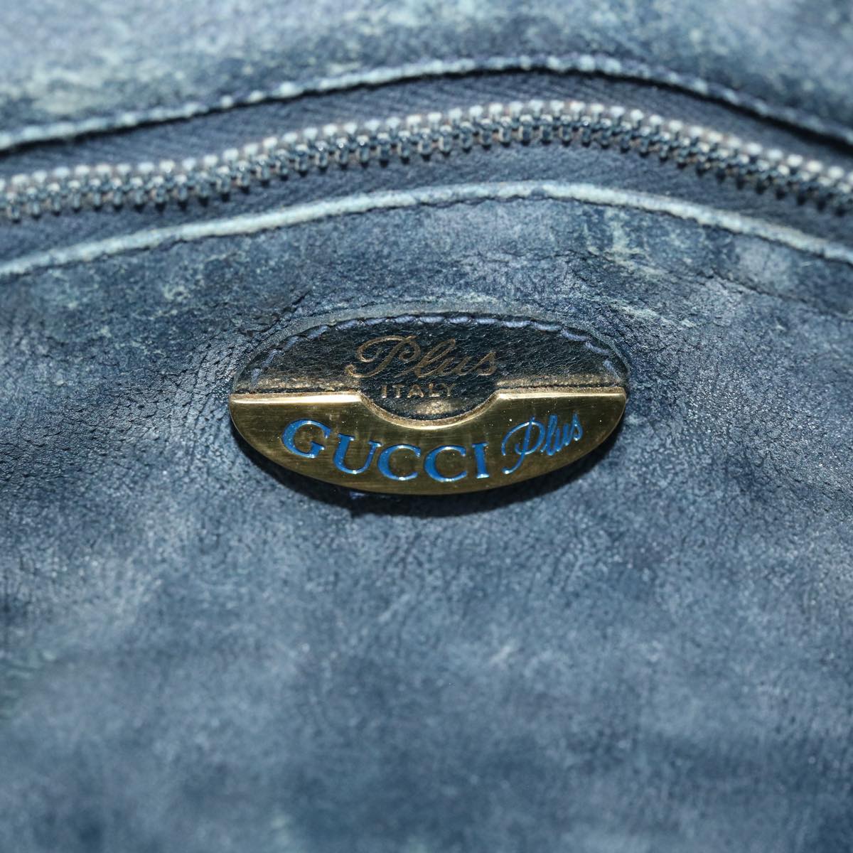 GUCCI GG PLUS Canvas Shoulder Bag PVC Leather Navy 51653