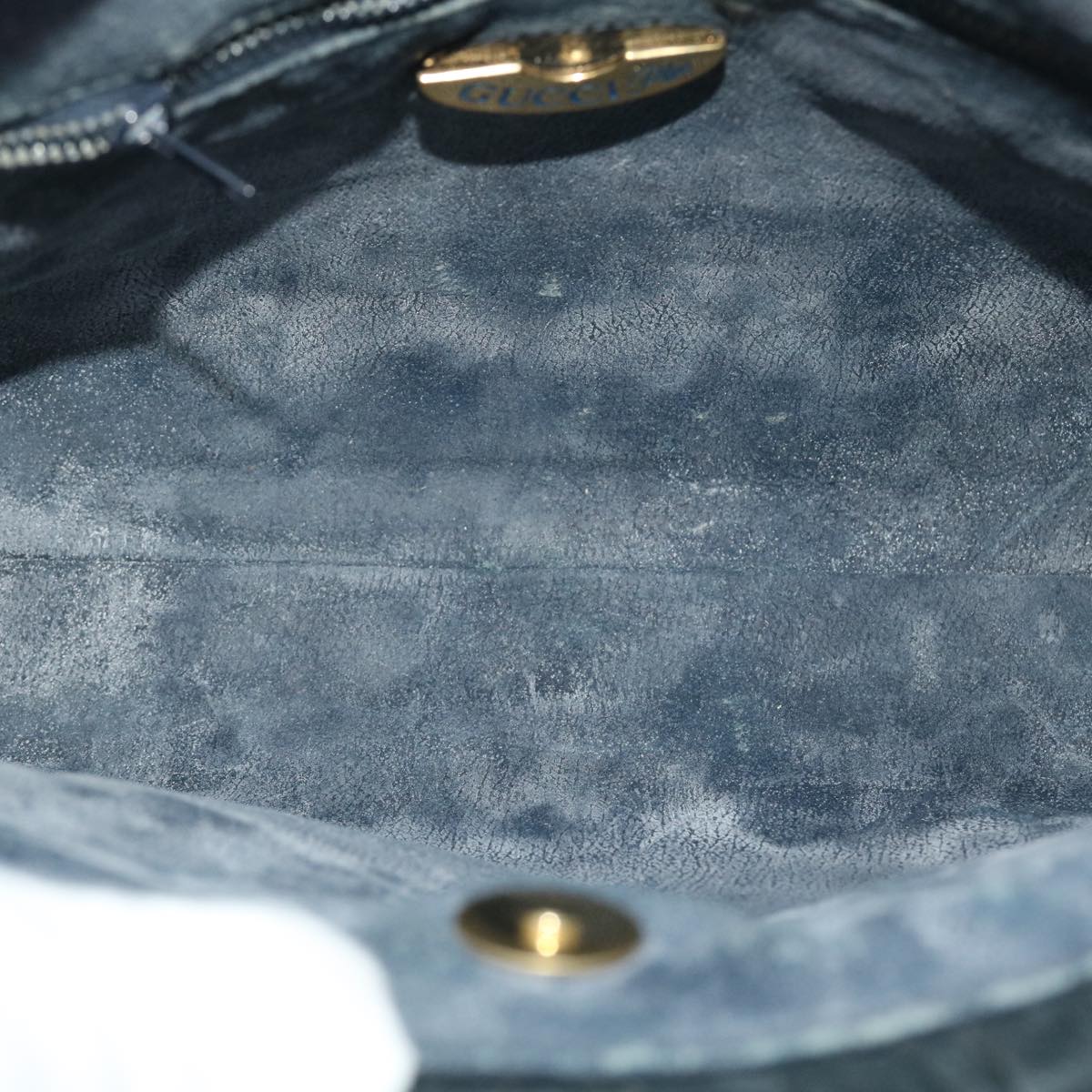 GUCCI GG PLUS Canvas Shoulder Bag PVC Leather Navy 51653