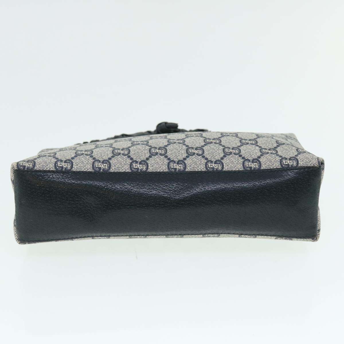 GUCCI GG PLUS Canvas Shoulder Bag PVC Leather Navy 51653