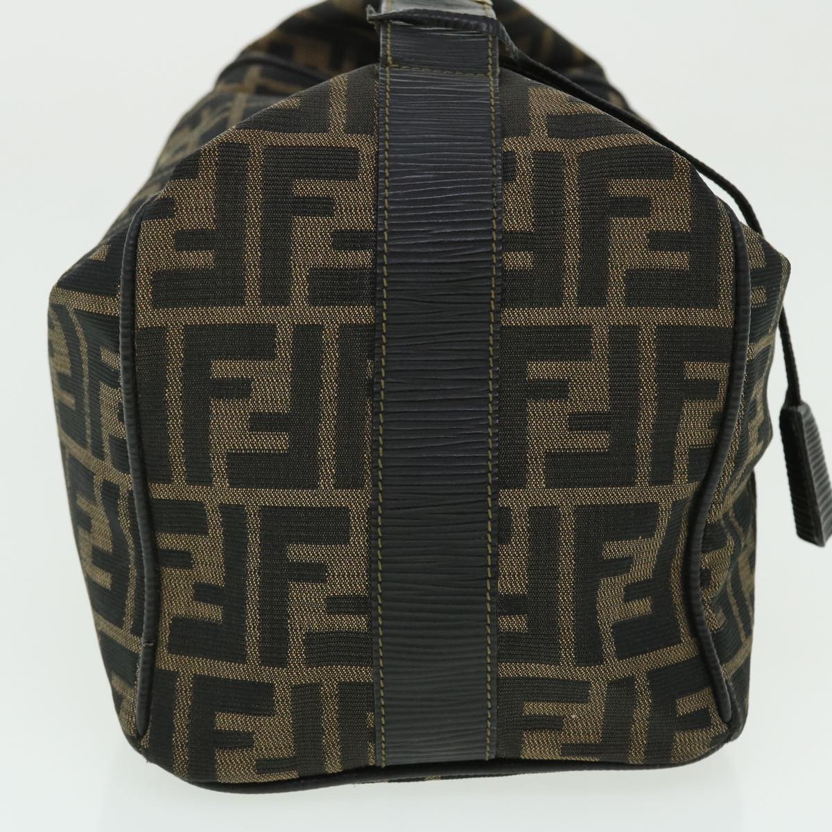FENDI Zucca Canvas Vanity Hand Bag Nylon Leather Brown Black 51654