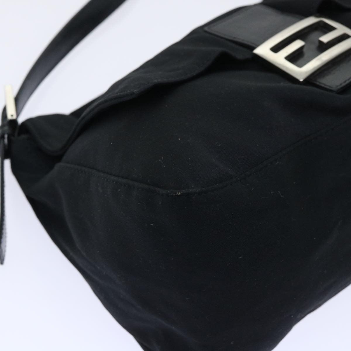 FENDI Mamma Baguette Shoulder Bag Nylon Black 51656